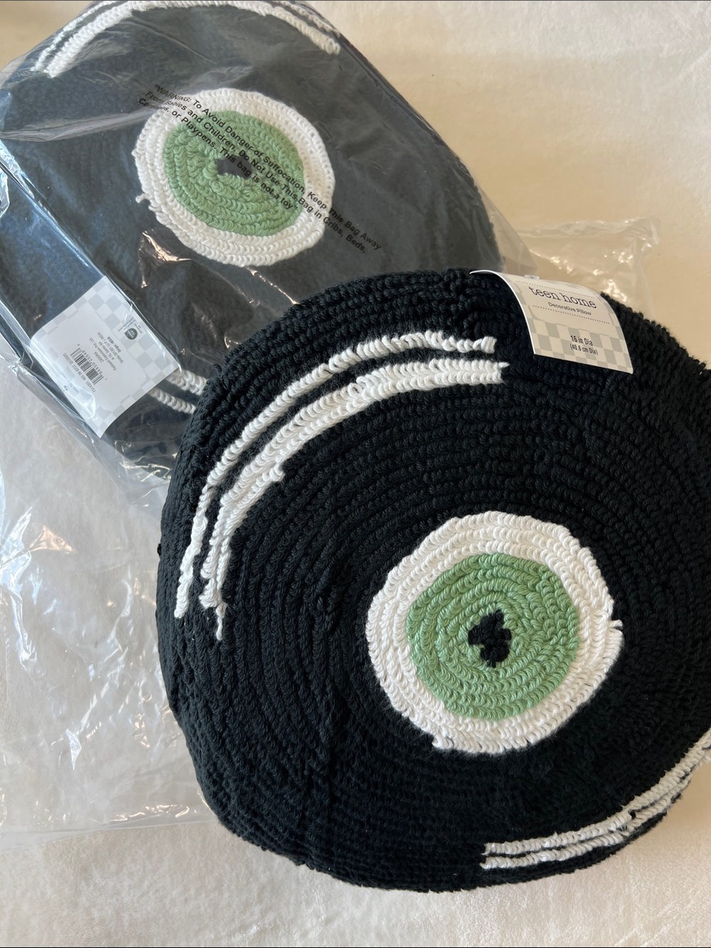 ADORA Black, White & green record pillows set of 2
